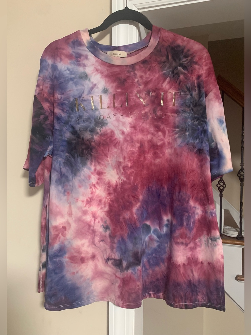 Teenbell Super Soft Pink Purple Tie Dye Killin It All Day Everyday Tee Large